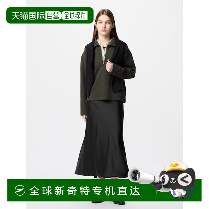 日潮跑腿UNIQLO优衣库 女款缎面半身裙子 09 BLACK XS 478100