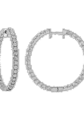自营vir jewels2 克拉实验室培育钻石内外圈形耳环 14K 白金圆形