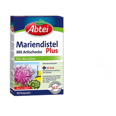 欧洲直邮Abtei德国水飞蓟朝鲜蓟护肝片30粒解酒熬夜加班护肝胶囊