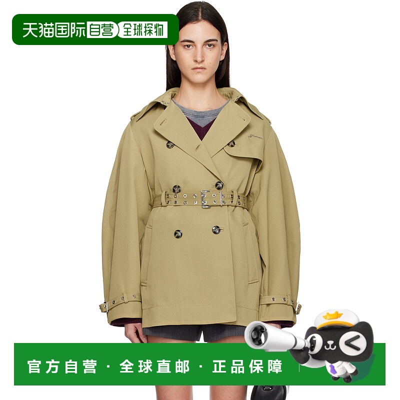 香港直邮GANNI 甘尼 女士 卡其色 Heavy Twill Midi 风衣 W0396