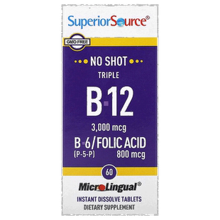 香港直邮Superior Source,三重B-12、B-6[P-5-P]/叶酸，3000微克/