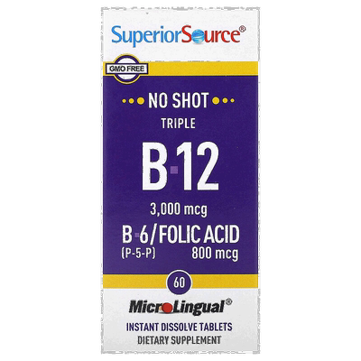 香港直邮Superior Source,三重B-12、B-6[P-5-P]/叶酸，3000微克/