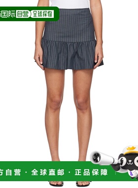 1h可退 香港直邮潮奢 GANNI 甘尼 女士 灰色条纹短裙 F8673半身裙