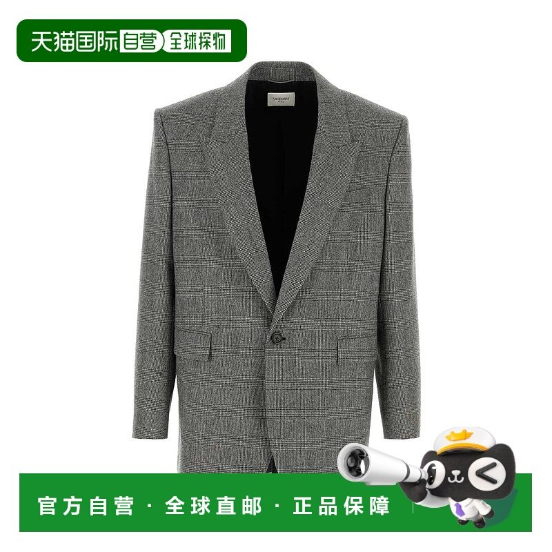 香港直邮Saint Laurent 圣罗兰 男士 威尔士亲王格纹羊毛西装外套,男装,商务正装西服,淘宝优惠券,粉丝福利购,淘宝优惠卷