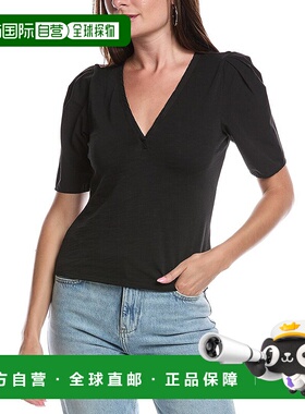 自营 Nation LTD乔琳V领T恤-黑色 美国奥莱直发