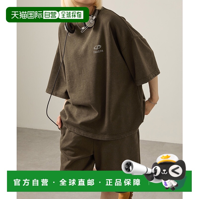 1h可退 日本直邮Snap club男女同款复古加工亮片Logo宽松短袖卫衣