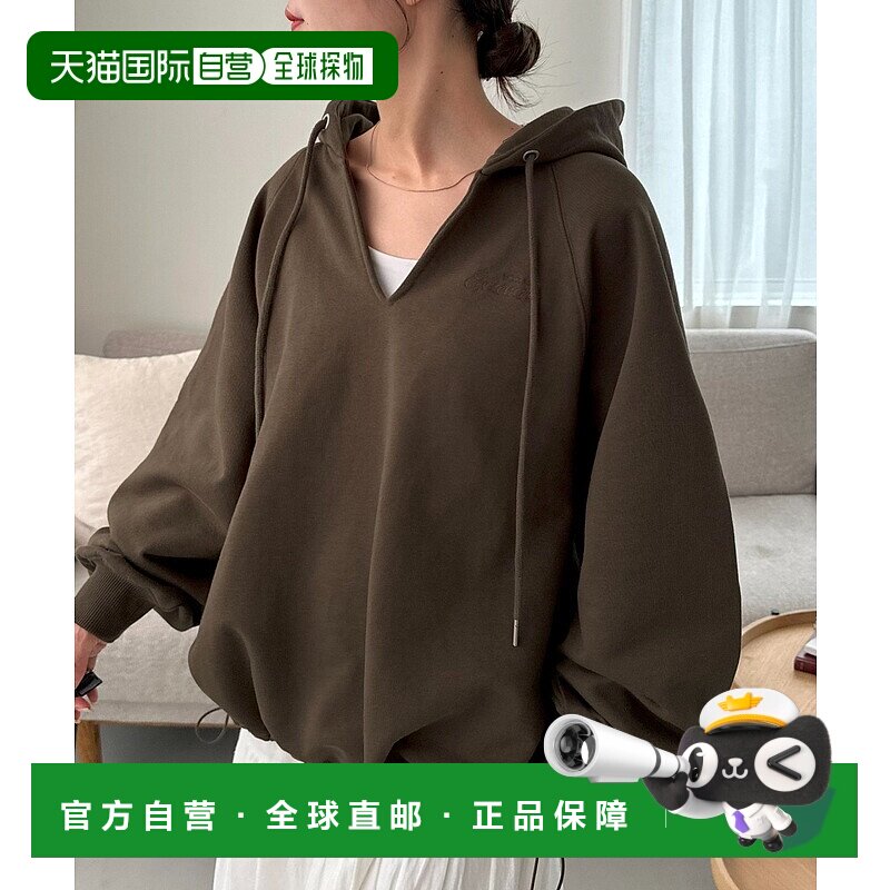 1h可退 日本直邮Discoat 男女同款 休闲V领刺绣抽绳连帽衫 DPZ205