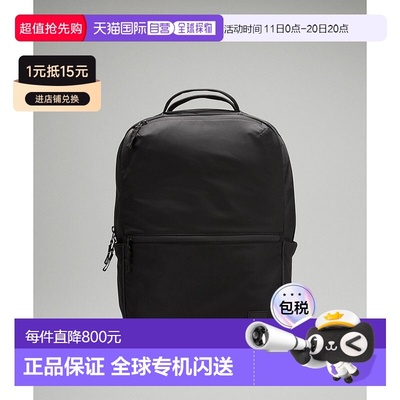 韩国直邮lululemon 双拉链背包 - 黑色双肩包