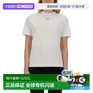 White Diag 香港直邮Off 女士 OWAA089S24JER009针织 条纹短袖 T恤