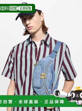 自营1h可退 欧洲直邮LV/路易威登 ceinture Rush男士牛仔蓝帆布腰