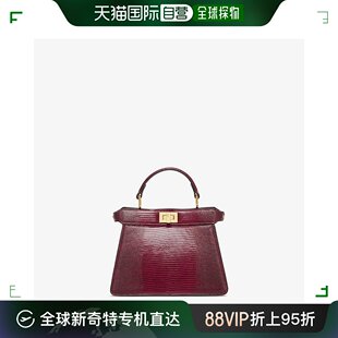 女士Peekaboo 香港直邮潮奢 芬迪 Petite酒红色蜥蜴 Fendi ISeeU