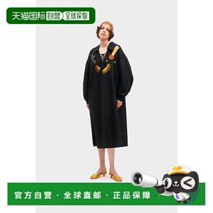 自营 sleeper黑色神秘贴花棉长裙 美国奥莱直发连衣裙