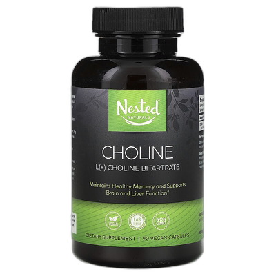 香港直邮Nested Naturals,胆碱（L(+)酒石酸氢胆碱），250 毫克，