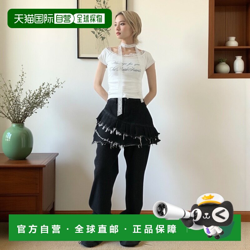 1h可退 日本直邮Ulysses女装蕾丝项圈装饰露肩短款T恤 DIY25S057