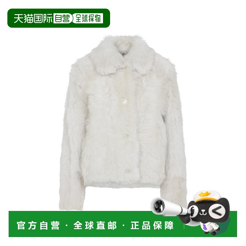 自营yves salomonMeringue White Lamb Fur Jacket With Pointed