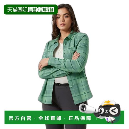 自营欧洲直邮Helly Hansen 女士绿色棉Lokka有机法兰绒长袖衬衫