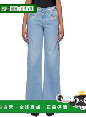 1h可退 香港直邮潮奢 Coperni 女士 蓝色 Studded Wide Leg 牛仔