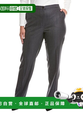 自营Marina Rinaldi Plus Banda羊毛和丝绸混纺长裤-黑色 美国奥