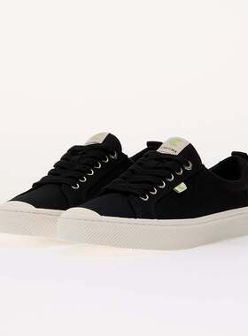 自营Men's Cariuma OCA Low Sneaker Black Canvas Lace Up Lifes