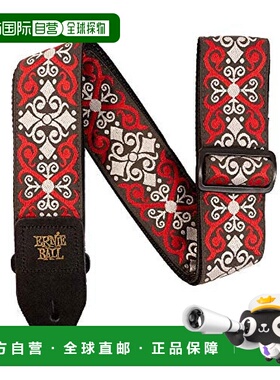 【日本直邮】Ernie Ball厄尼鲍尔 吉他背带JACQUARD红色花纹P0469