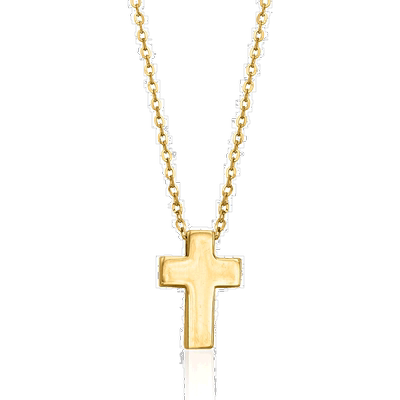 自营 Ross-Simons 14kt 黄金十字架吊坠项链 18 英寸 美国奥莱直