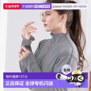 1h可退 日本直邮Classical Elf 女士光泽感两用高领褶皱上衣 休闲