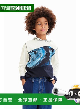 日本直邮Desigual 补丁拼接连帽T恤 [DE819EC22562]