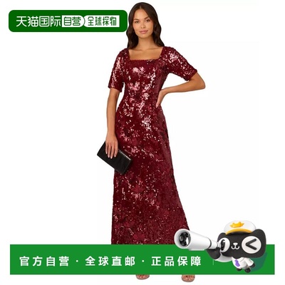 1h可退 【美国直邮】Adrianna Papell 女士方领亮片礼服 修身优雅