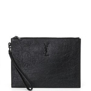 [SAINT LAURENT]鳄皮纹手拿袋 29黑色 667686 C9H0U 1000