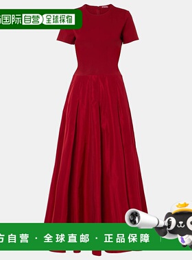 香港直邮Staud 女士 褶裥庞特布罗缎长款连衣裙 red红色 舒适时尚
