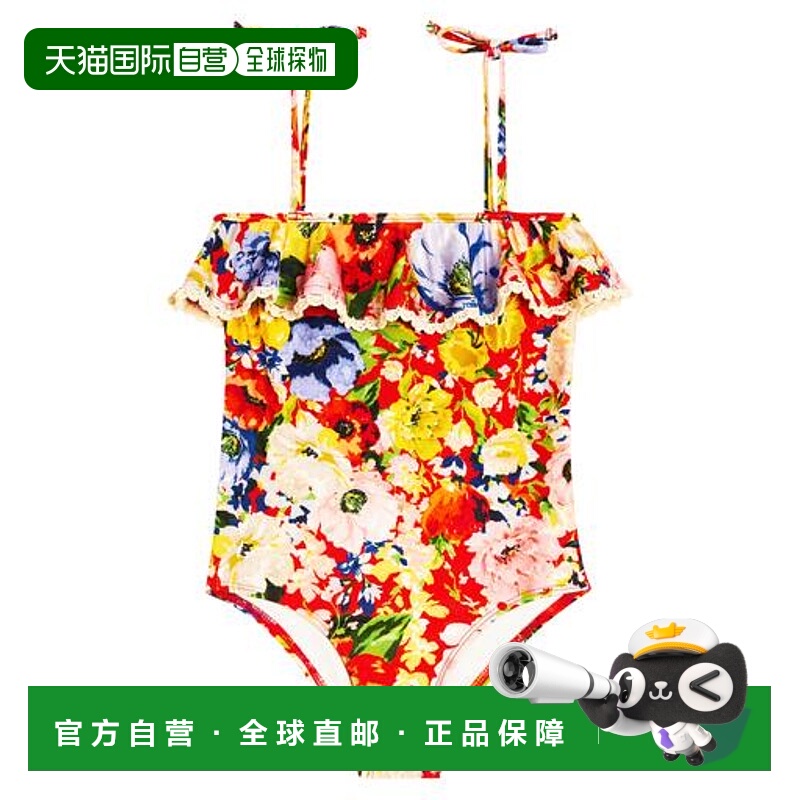 1h可退 香港直邮潮奢 ZIMMERMANN 女童 Alight 荷叶边花朵泳衣童