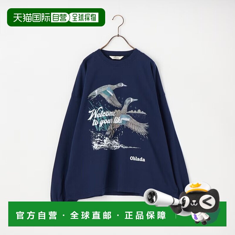 日本直邮Oblada 女装 长袖鸟纹印花T恤 S2610CU13