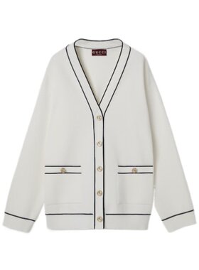 GUCCI 女士针织毛衣 811946XKEHH9034 SS2025 白色 长袖开衫