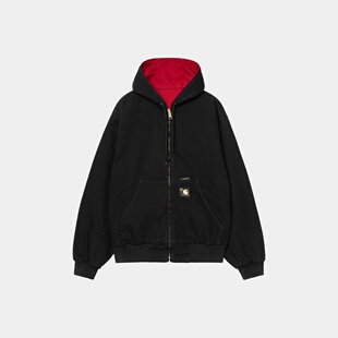 黑色 Active男士 红色棉袋鼠口袋连帽夹 WIP 自营欧洲直邮Carhartt