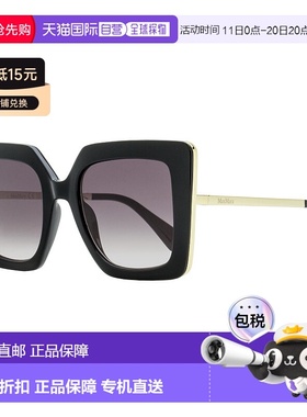 自营 Max Mara 女士 Design4 太阳镜 MM0051 01B 黑色/金色 52 毫