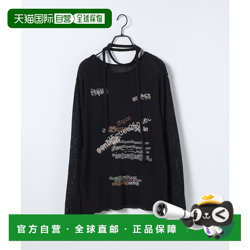 1h可退 日本直邮25quee 女装 舒适亲肤 针织套头衫 半透明印花设