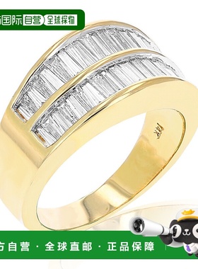 自营 vir jewels2 cttw 长方形钻石结婚戒指 14K 黄金通道套装 -