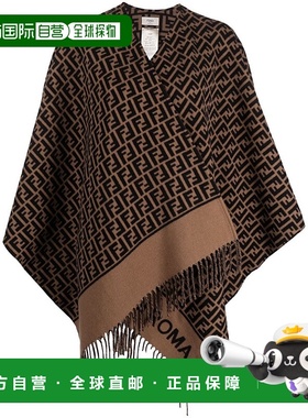 1h可退 香港直邮Fendi 芬迪 女士 羊毛羊绒徽标斗篷 FXX723AQCW