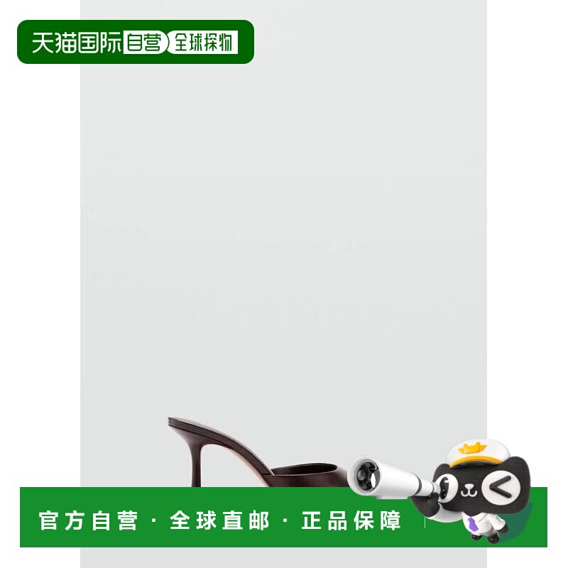 自营欧洲直邮MANGO 女士巧克力色皮革效果尖头高跟凉鞋细高跟图片