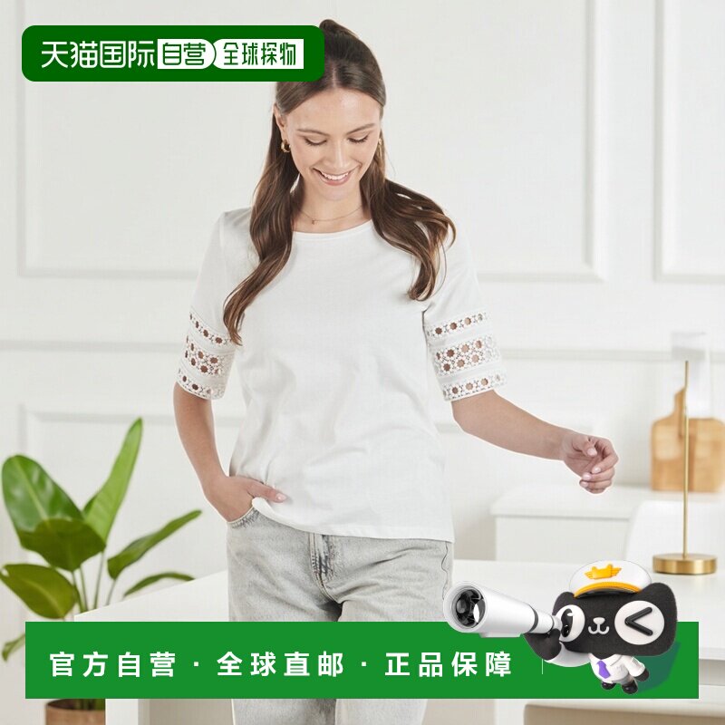 欧洲直邮Vero Moda衣服女短袖T恤衫白色VMIVACY 2/4 O-NECK TOP 图片
