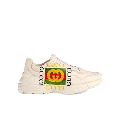 Gucci Rhyton系列logo印花白色休闲运动鞋 500878DRW00