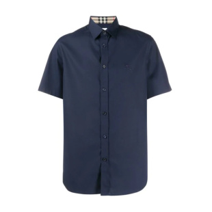 BURBERRY 男士衬衫 80257651 SS2020 蓝色 刺绣图案纽扣衬衫