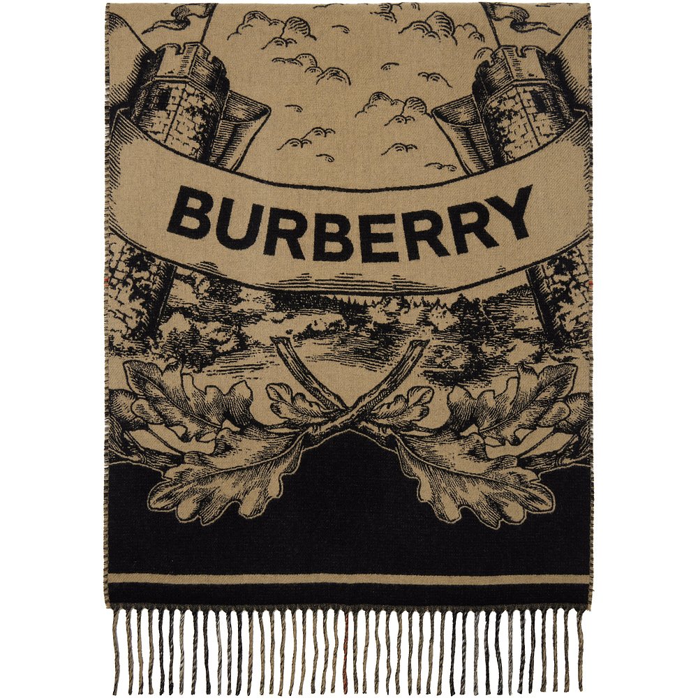 Burberry 巴宝莉 女士 驼色 EKD Cashmere 双面围巾 8073768