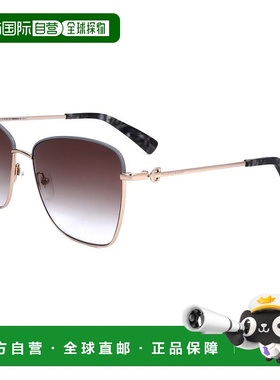 自营 Longchamp女式59毫米棕色太阳镜-金蓝色 美国奥莱直发