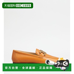 美国奥莱直发一脚蹬 sKate橙色皮革乐福鞋 自营 tod