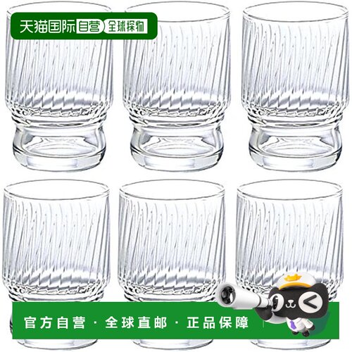 【日本直邮】ADERIA 堆叠玻璃杯 透明 180ml 加固口 AX 牛仔布 6