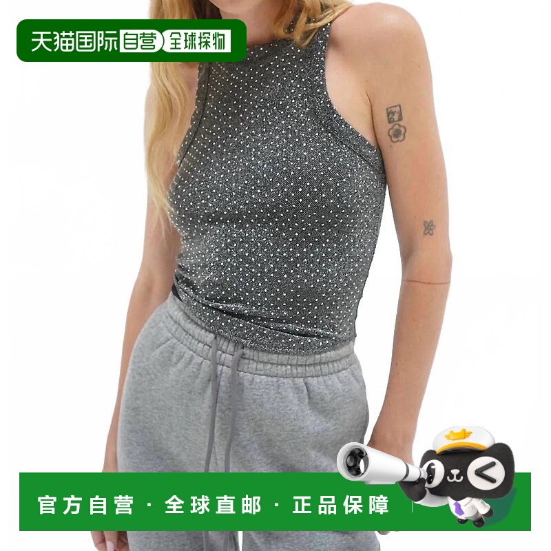 自营lnaDetra Rhinestone Tank In Black - black 美国奥莱直发