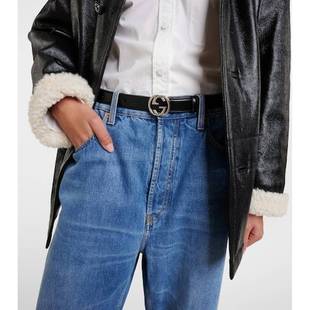 1h可退 香港直邮潮奢 Gucci 古驰 女士 双G扣皮带腰带 000919