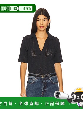 1h可退 香港直邮VINCE 女士 五分袖Polo衫 V113984789 blue蓝色