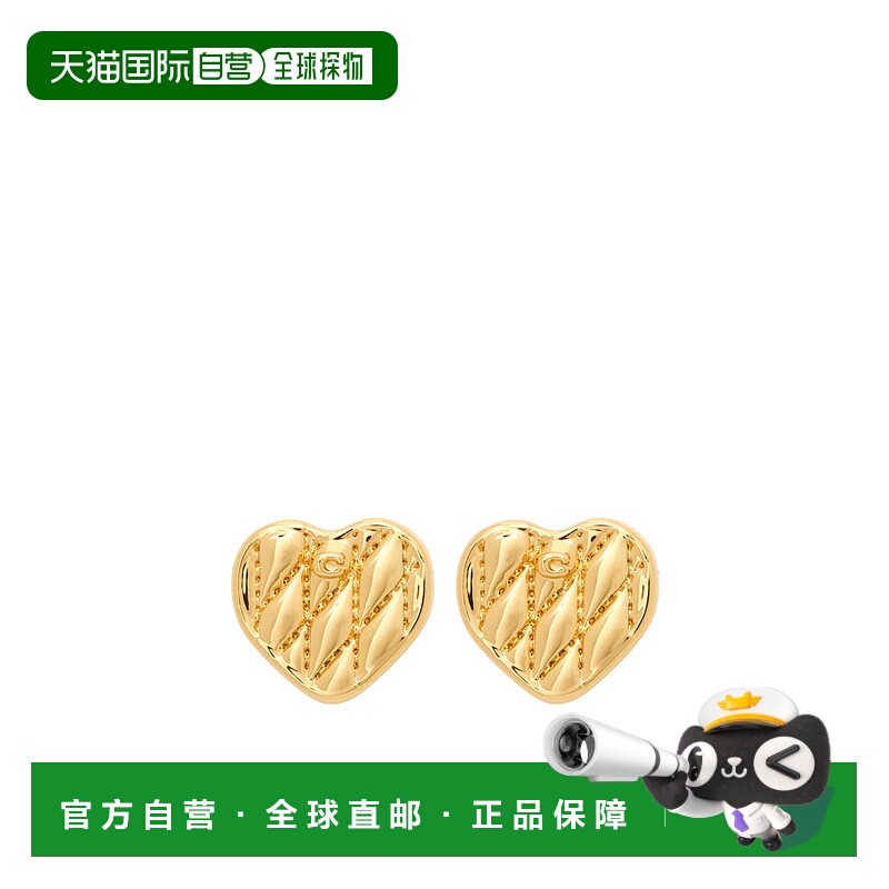 1h可退 香港直邮COACH 女士耳饰 527586GLD710 SS2025 金色 绗缝